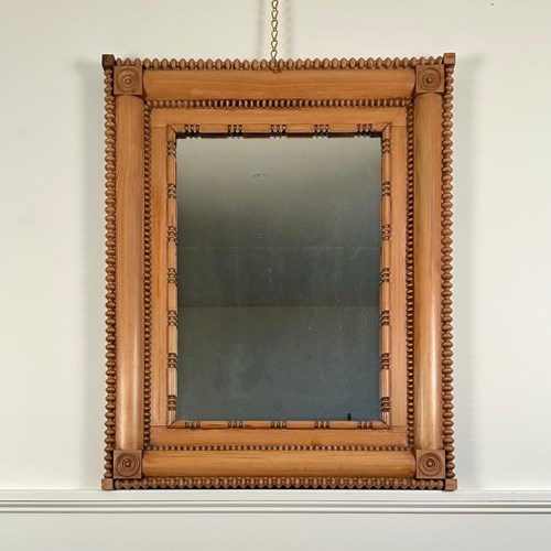 Bold 19Th C Pine Wall Mirror