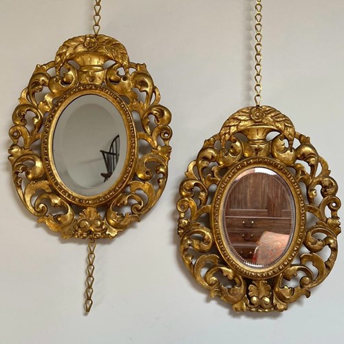  Pair Of 19Th C Florentine Giltwood Wall Mirrors