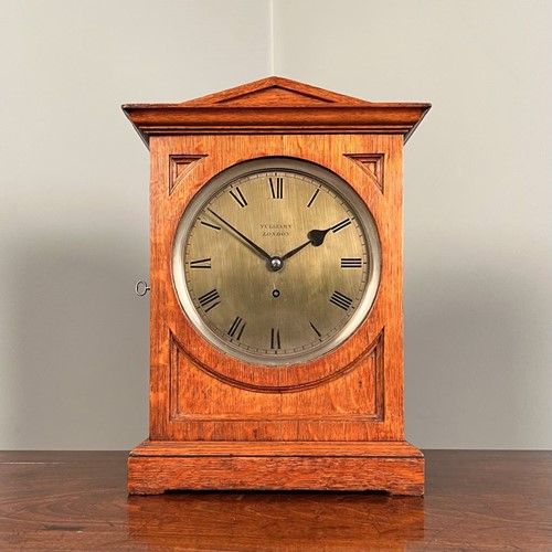 19th C Architectural Oak Bracket Clock by Vulliamy