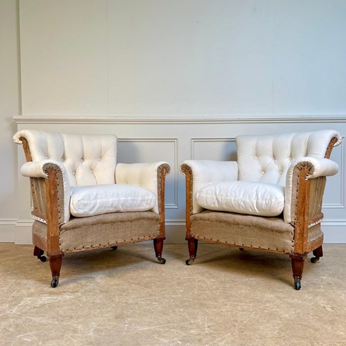 Pair Of Howard Woodstock Style Armchairs