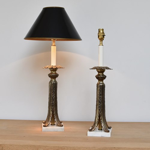A Pair Of French Candlestick - Table Lamps