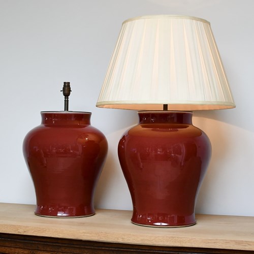 A Pair Of Chinese Sang De Boeuf - Table Lamps