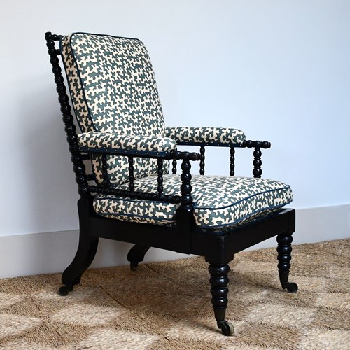 19Th Century - Ebonised Bobbin Armchair