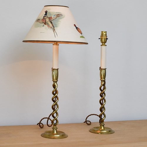 Pair Of Victorian Candlestick - Table Lamps