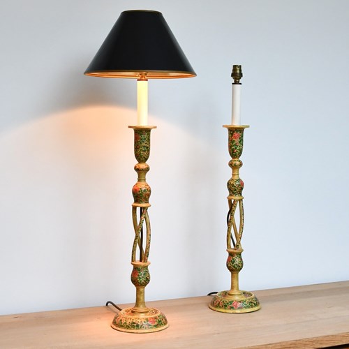 A Pair Of Mid 20Th Century - Kashmiri Table Lamps