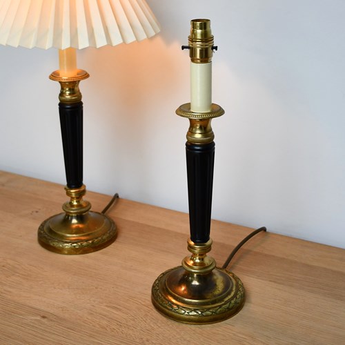 A Pair Of Vintage Candlestick - Table Lamps