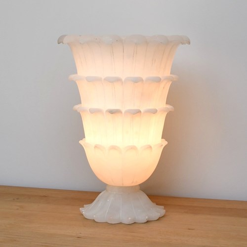 Mid 20Th Century - Carved Alabaster Table Lamp