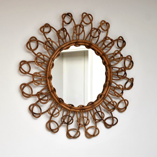 Stylish Mid 20Th Century - Rattan Mirror