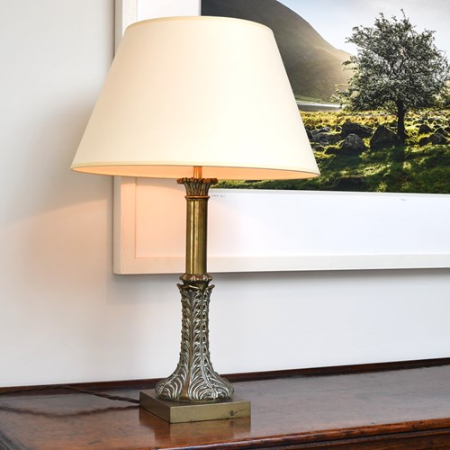 19Th Century - Brass Column Lamp