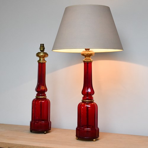 Pair Of Early 20Th Century - Glass Table Lamps