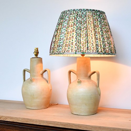 A Pair Of Vintage Pottery - Table Lamps