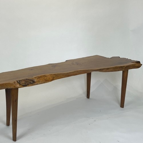 Unique Solid Yew Wood Live Edge 1960'S Reynolds Of Ludlow Table/Bench